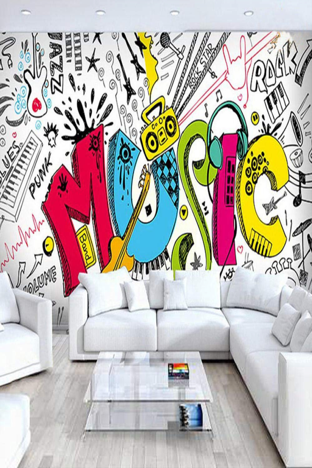 Custom Modern Simple Music Theme Photo Wallpaper Personality Creative D  Graffiti Wall Picture KTV Bar Children Bedroom Home Decor Whale Papers   cm