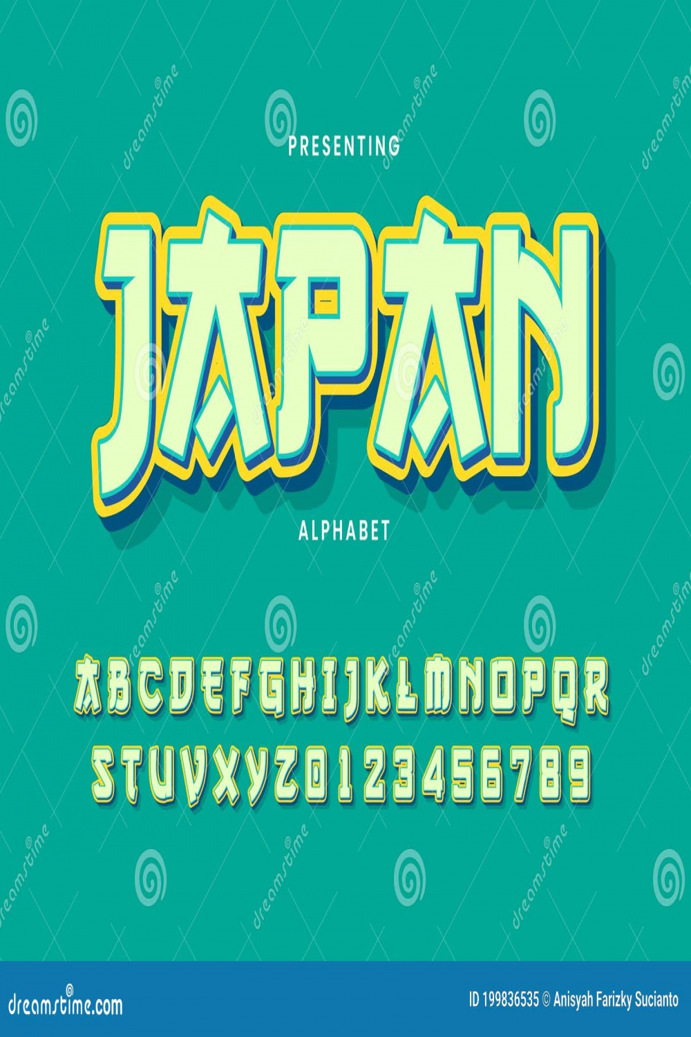 d Bold Modern Typeface, Vibrant Cool Style Effect, Japanese