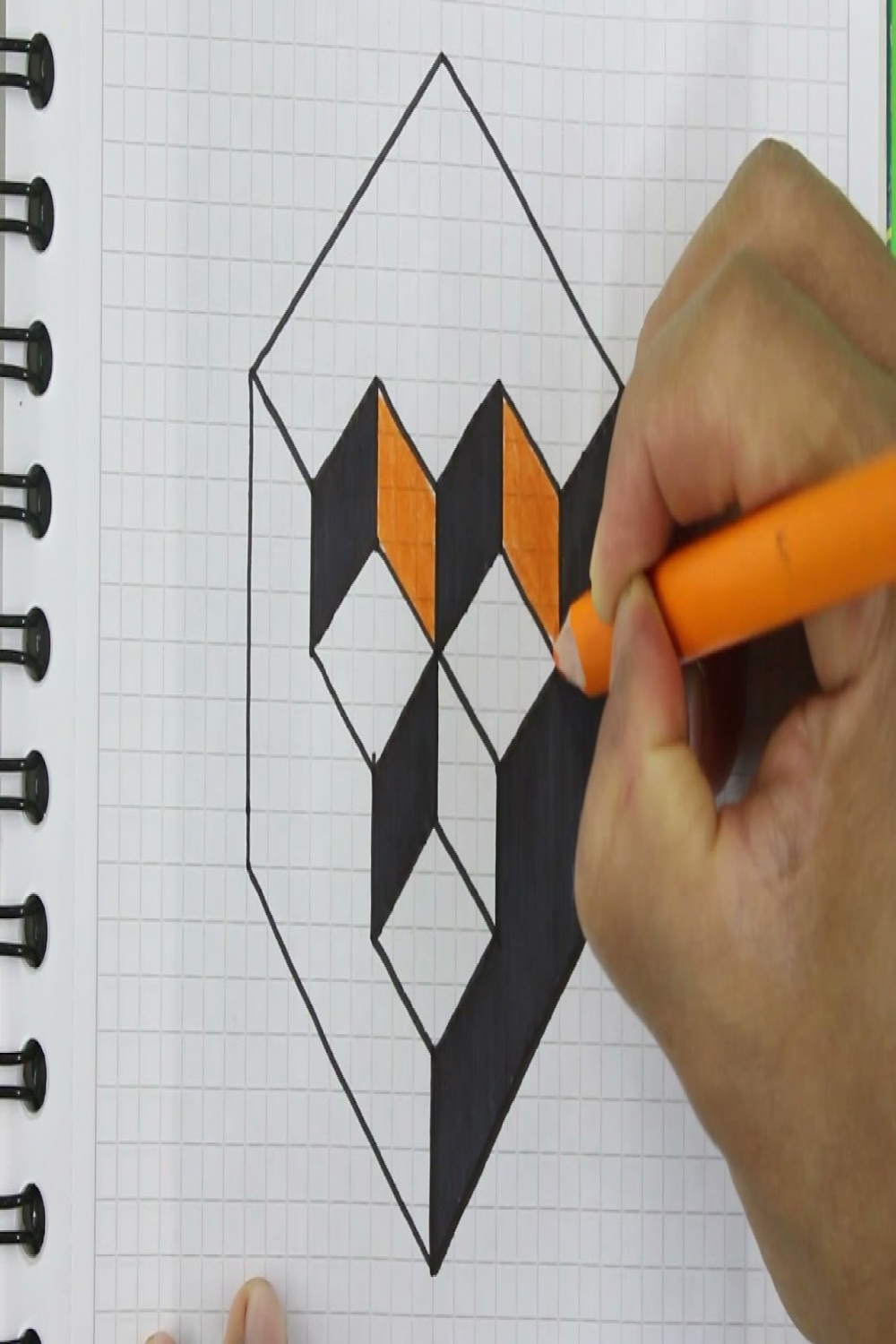 🟢 D Drawing Easy - How to Draw D optical illusion CUBES - Easy Art