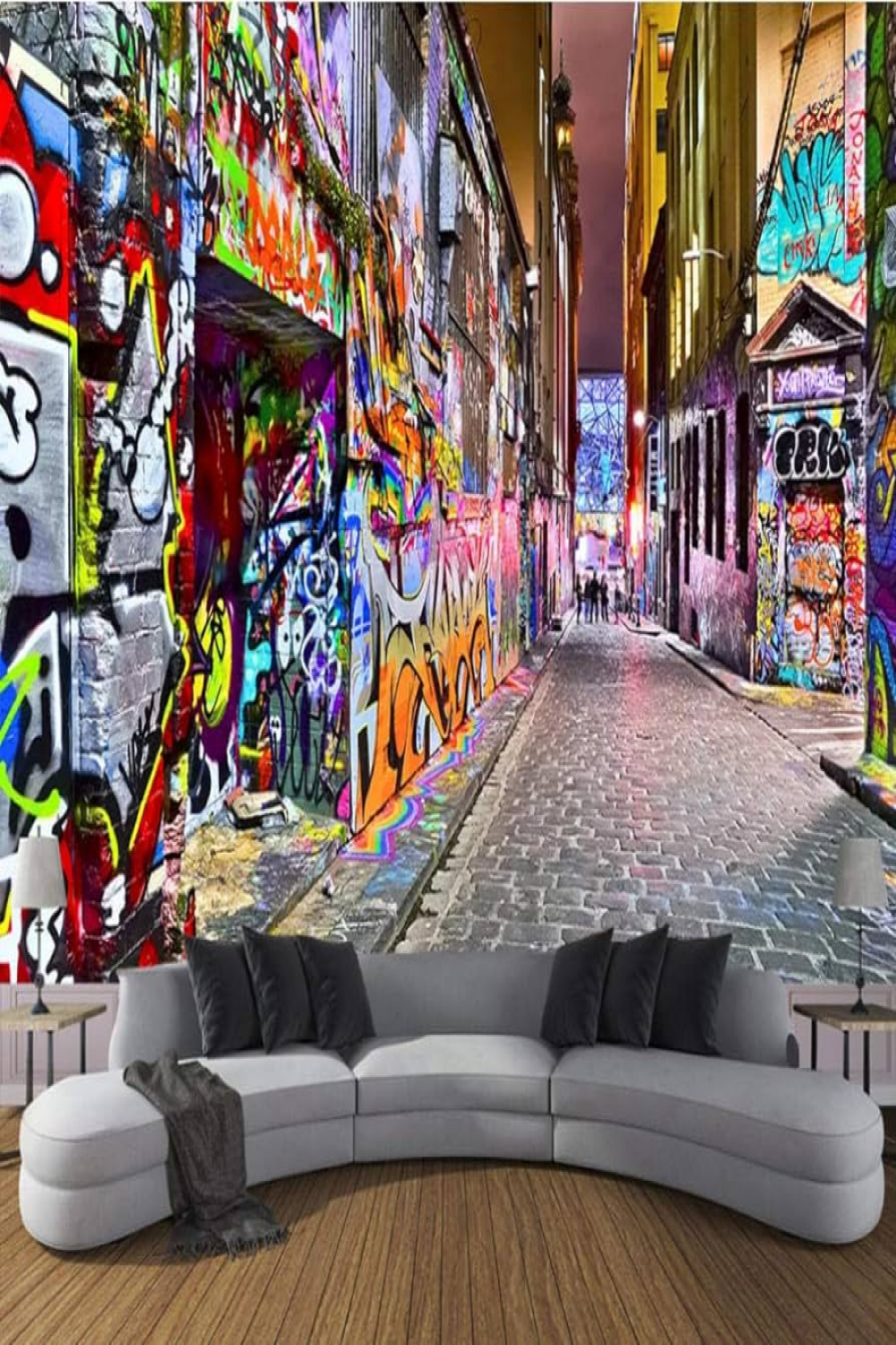 D Effect Street Graffiti Wall Mural Wallpaper Main Decorations for Living  Room Bedroom 00 cm x  cm