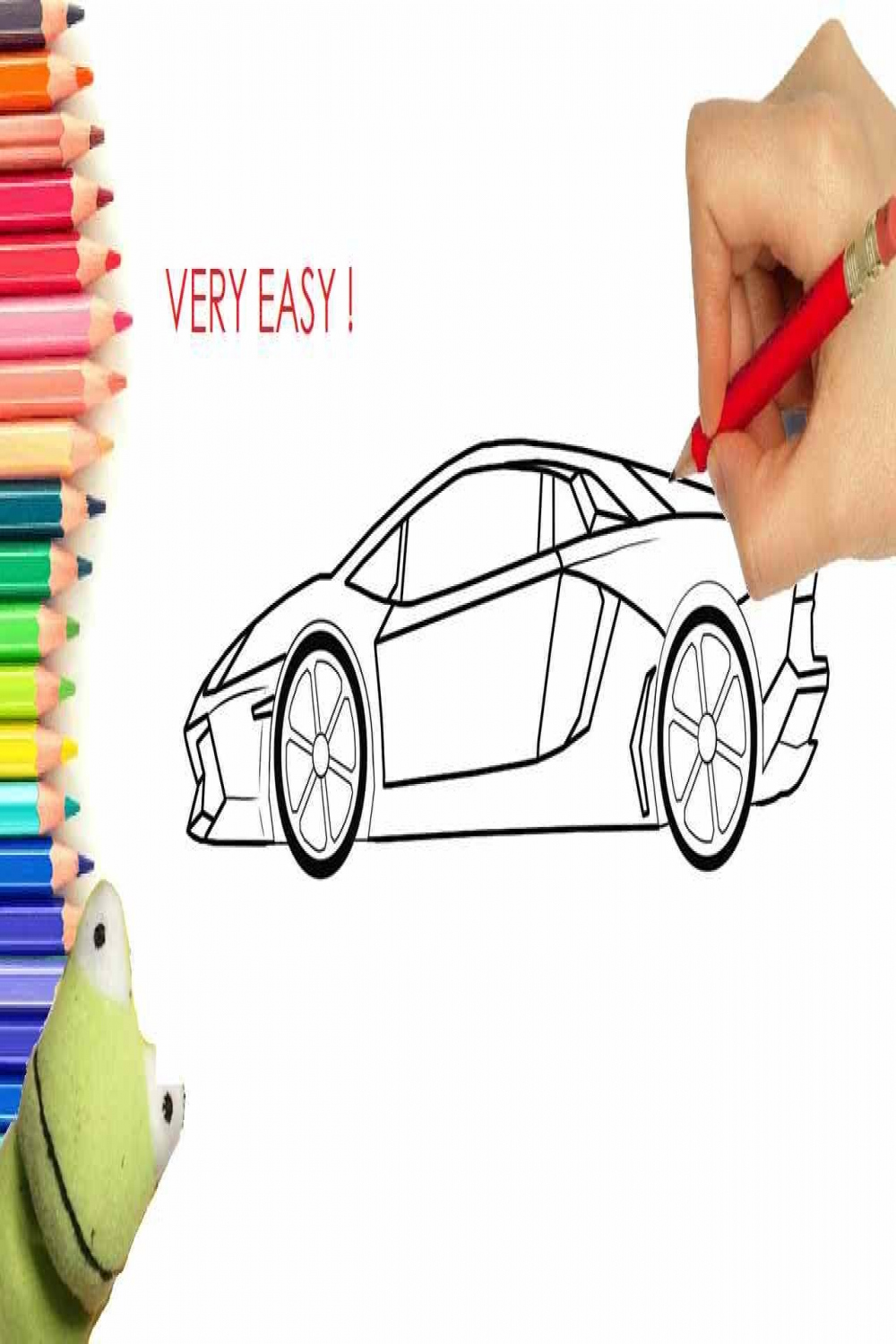 D Sports Lamborghini Car drawing - how to draw car? (VERY EASY)  Easy  Easy Drawings