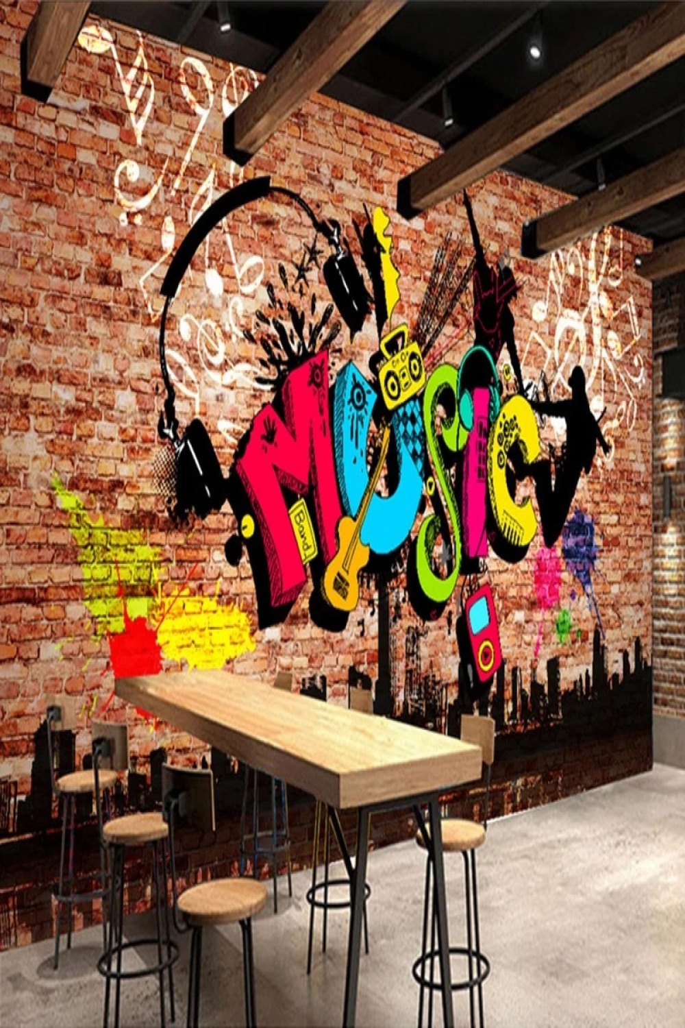 D Wall Pictures Wallpaper City Music Art Graffiti Brick Wall