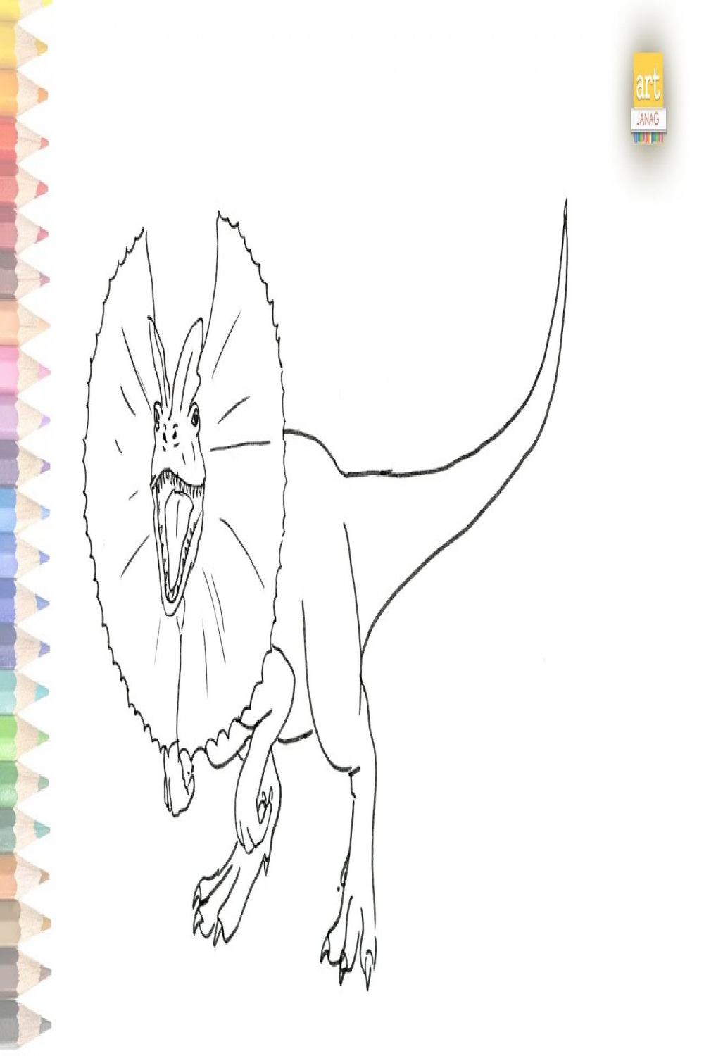 Dilophosaurus easy drawing  How to draw Dinosaur Dilophosaurus very simply   Outline drawings