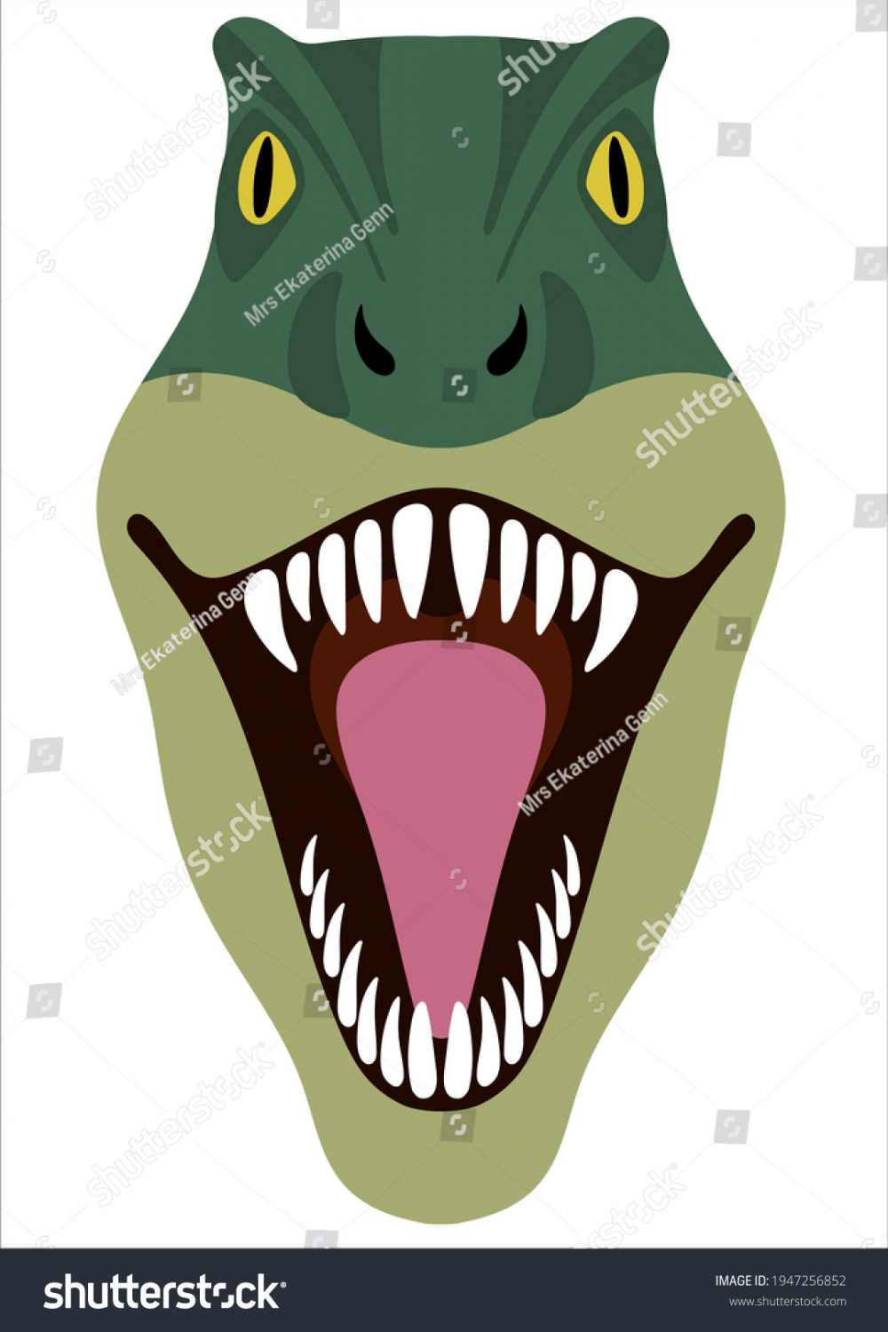 Dinosaur Open Mouth Wild Animals Cartoon Stock Vector (Royalty