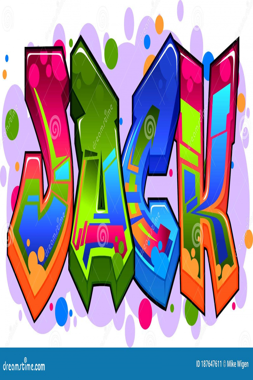 Diseño De Texto De Nombre De Graffiti De Jack Ilustración del