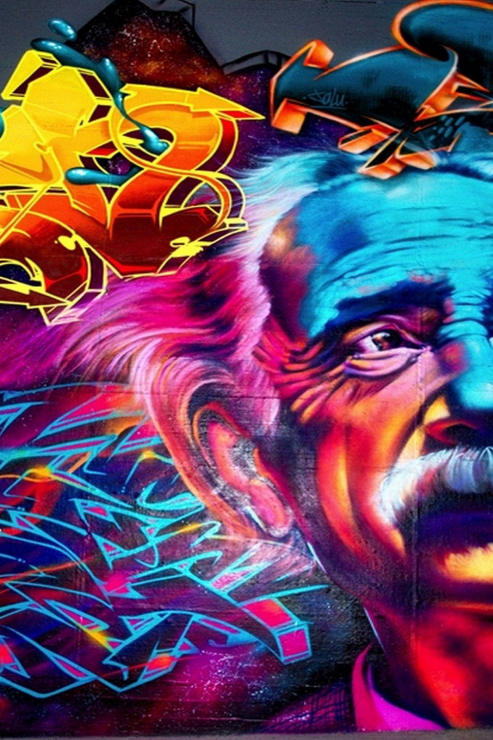 Download Colorful Albert Einstein Graffiti Iphone Wallpaper