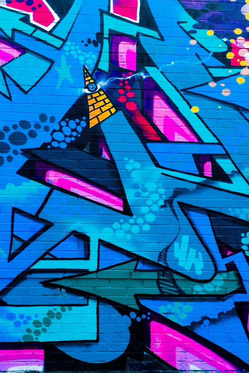 Download Pink And Blue Abstract Wall Graffiti Iphone Wallpaper