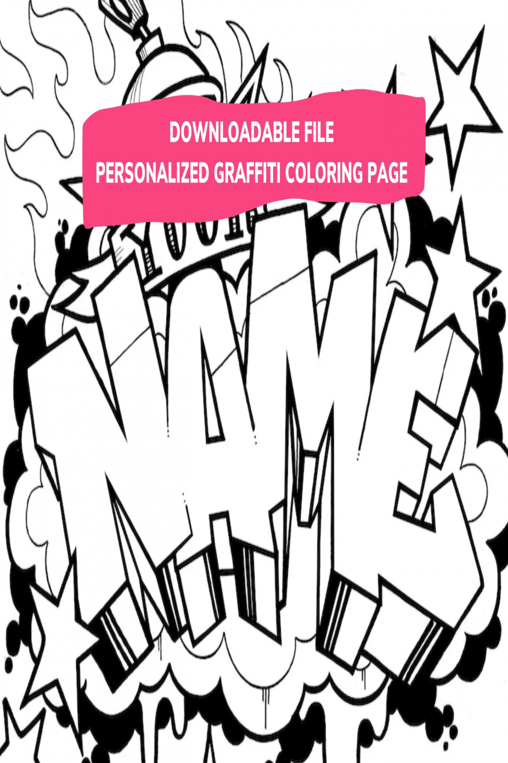 DOWNLOADABLE Personalized Graffiti Coloring Page - Etsy Canada