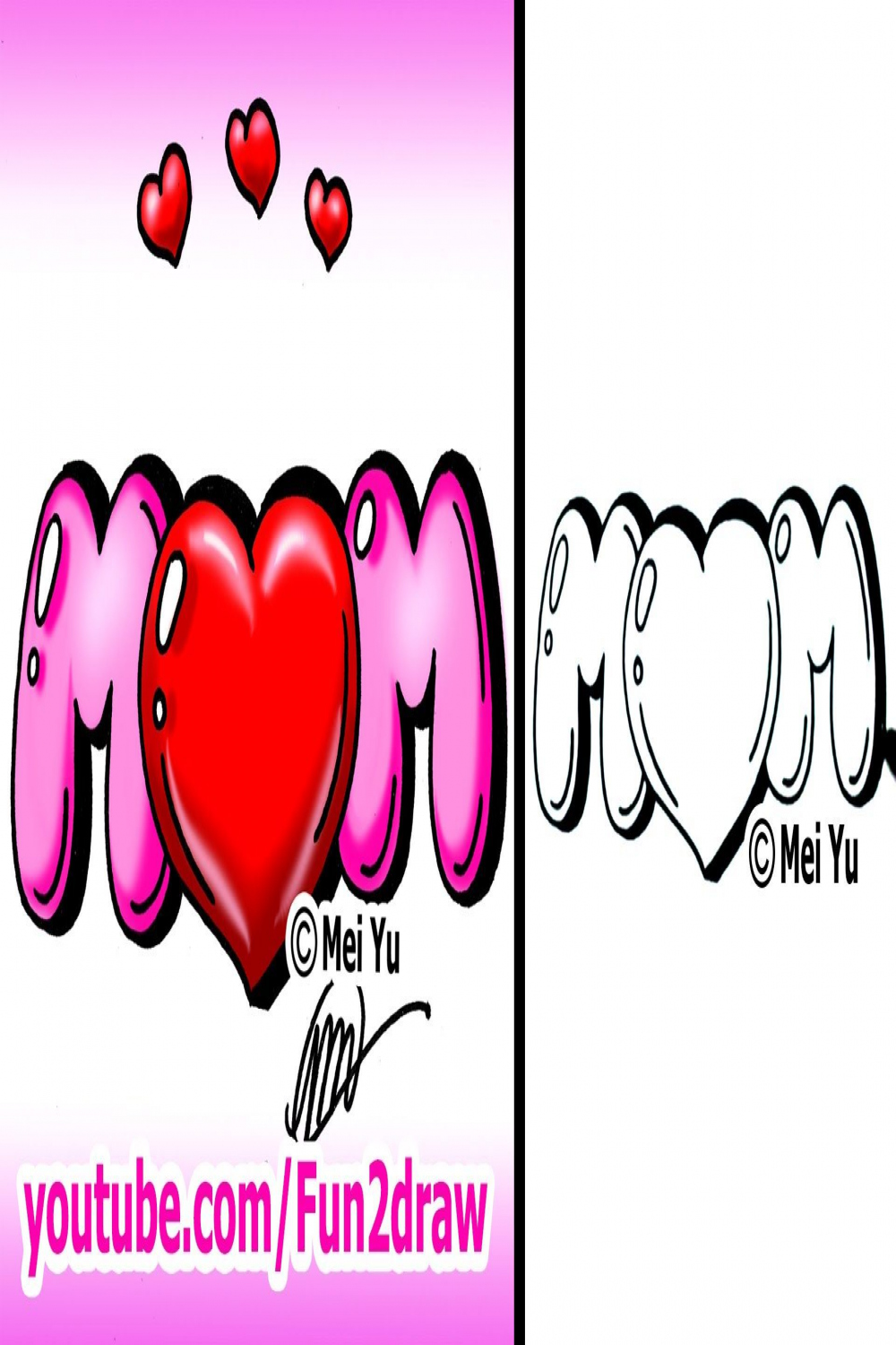 Draw Mom with a Heart Graffiti Bubble Letters - EASY  Fundraw