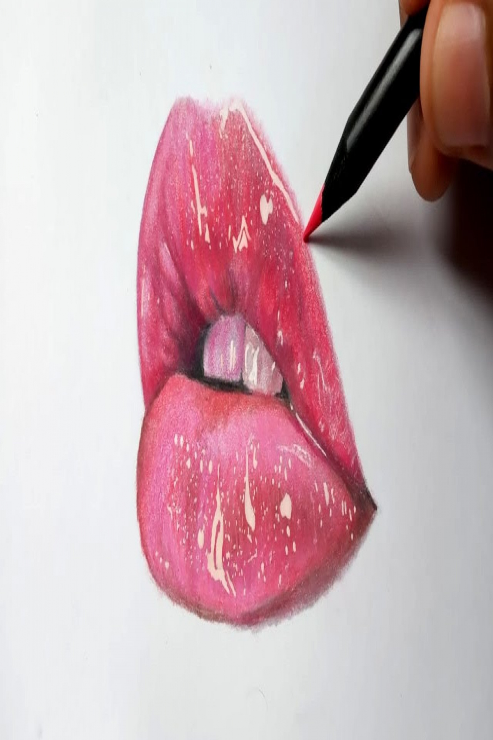 DRAWING A REALISTIC MOUTH WITH COLORED PENCILS