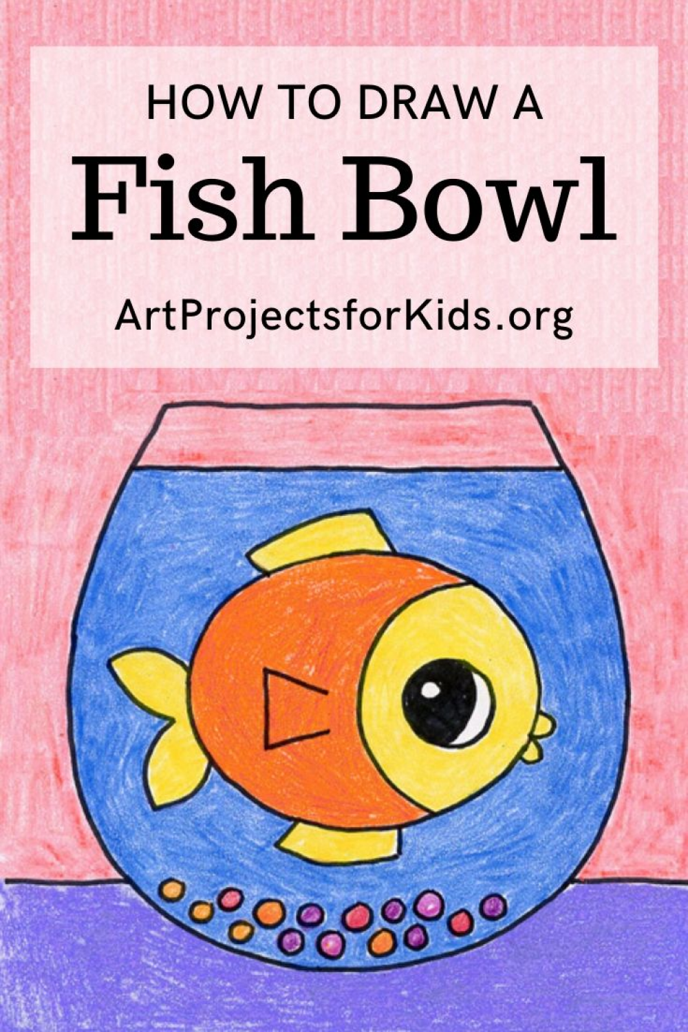 Easy How to Draw a Fish Bowl Tutorial and Fish Bowl Coloring Page