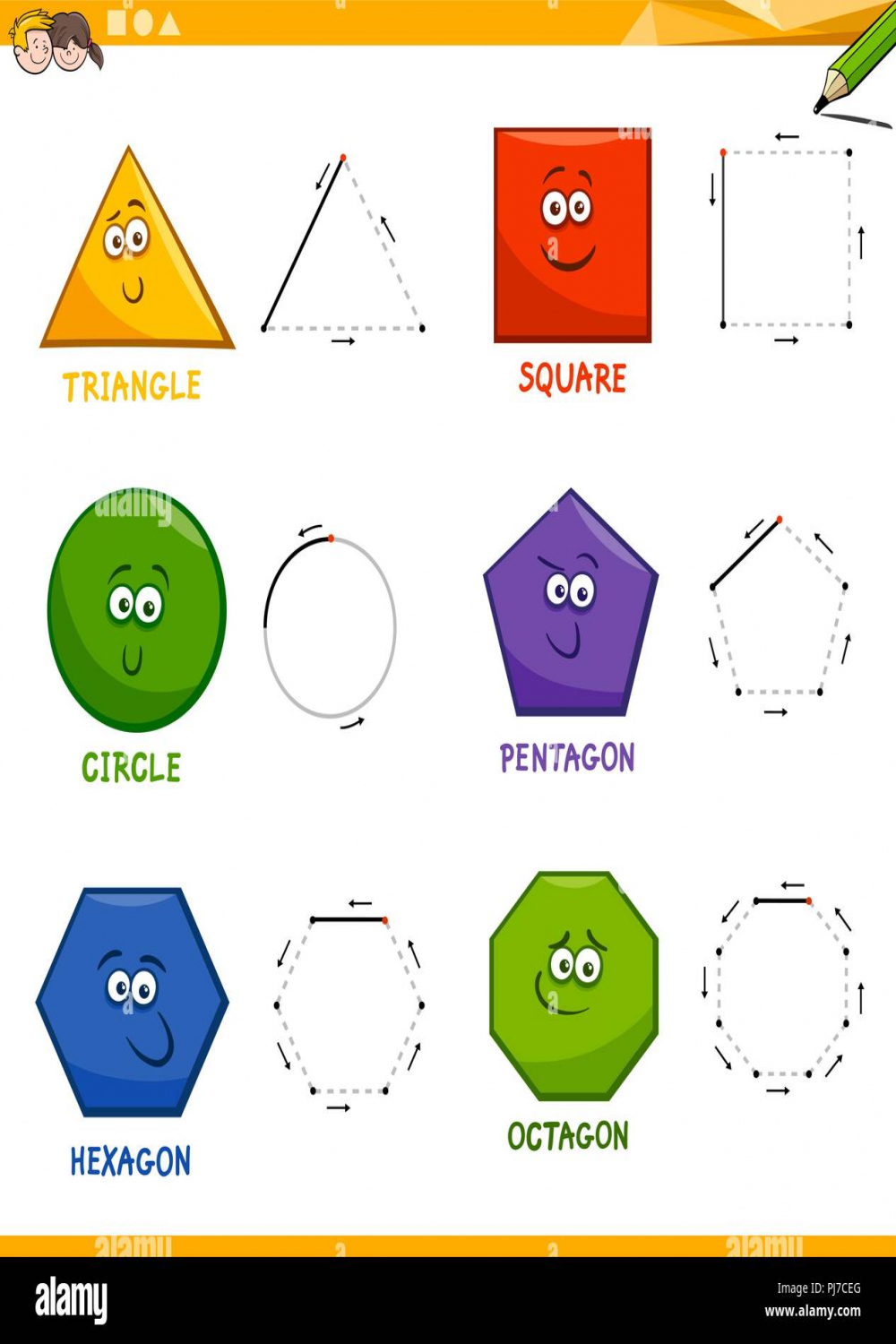 Educational Cartoon Illustration of Basic Geometric Shapes Drawing