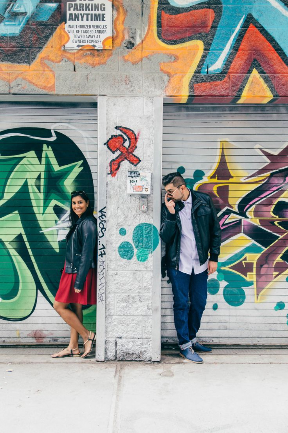 Engagement photo shoot at Graffiti Alley in Toronto, Canada