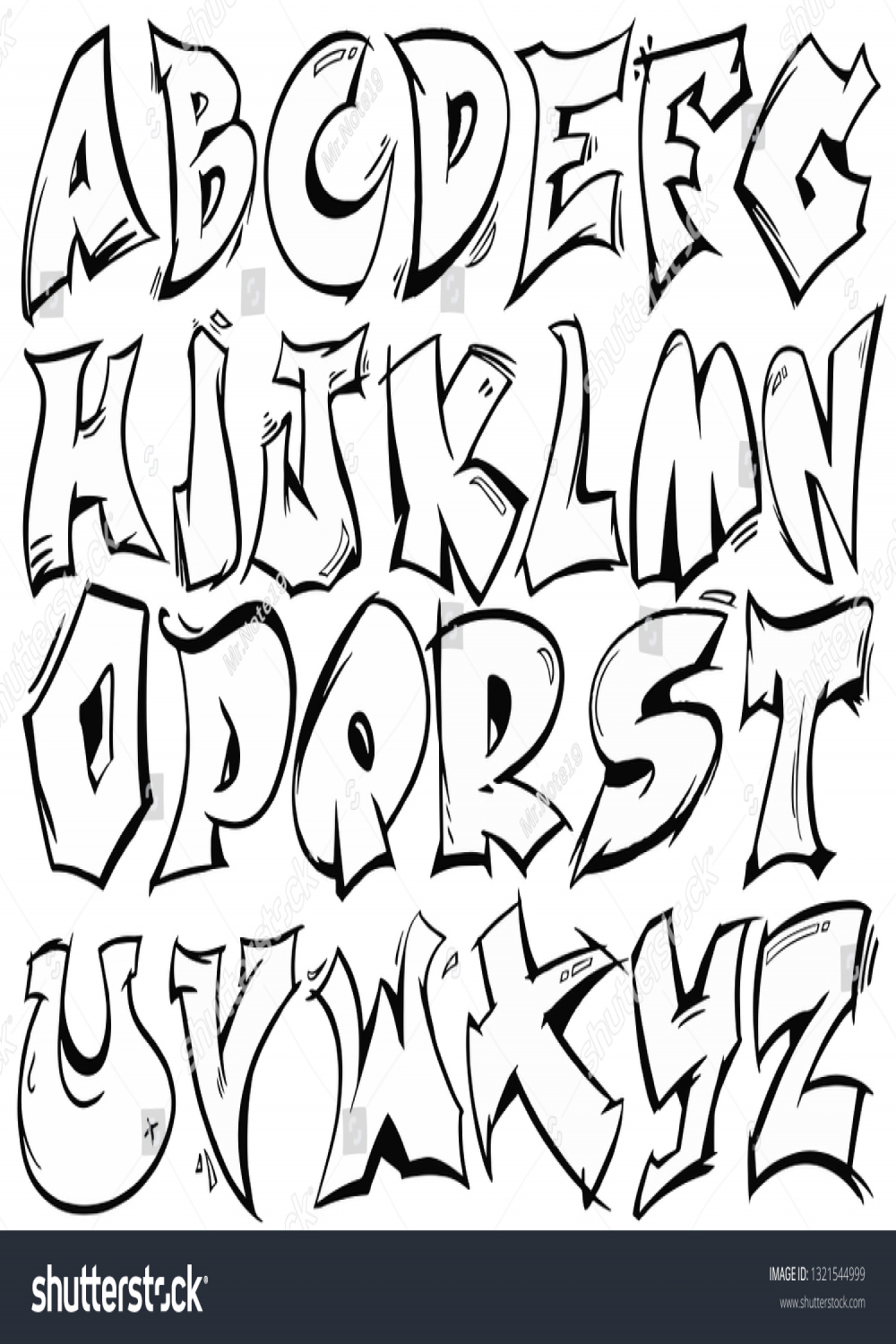 English Alphabet Vector Z Graffiti Black: Stock-Vektorgrafik