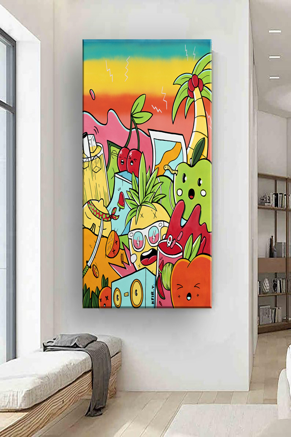 Extra Large Graffiti Style Wall Art Vertical Colorful Street