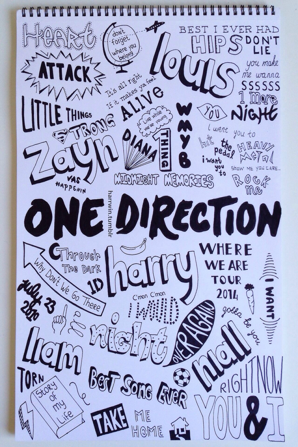 Fan Art - One Direction [D lyrics]  One direction drawings, One