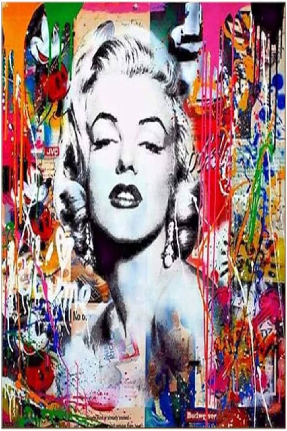 Fashion Marilyn Monroe Graffiti Pop Art Canvas Painting Monroe Blowing Rock  Poster Print Wall Art for Room Home Decor Vintage Colourful Banksy Street