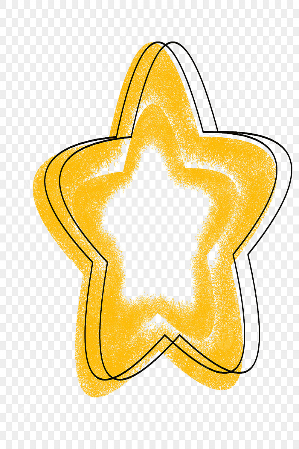 Five Pointed Star Hd Transparent, Yellow Cartoon Hollow Graffiti