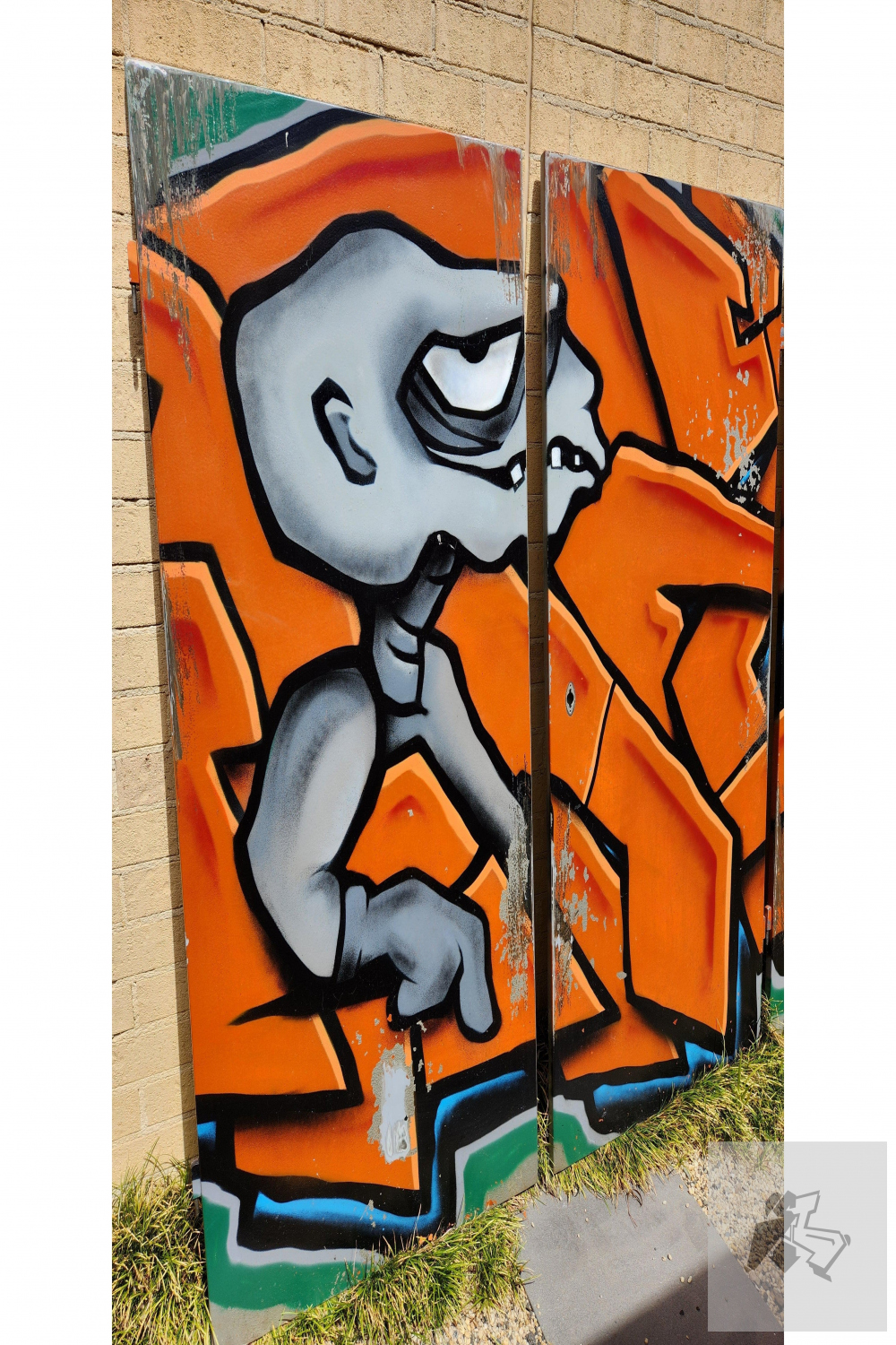 Four panel graffiti letters with skeleton character – Silence