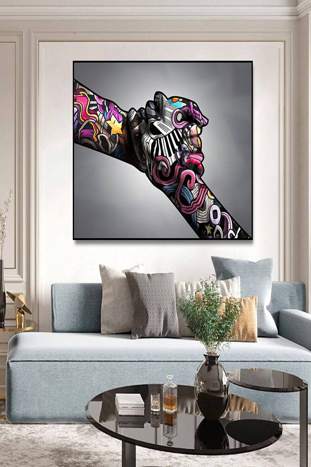 Funny Graffiti Painting Hands Heart Gesture Poster Couple Love Art Prints  Funny Handshake & Weapons Wall Pictures Picture Modern Living Room Bedroom