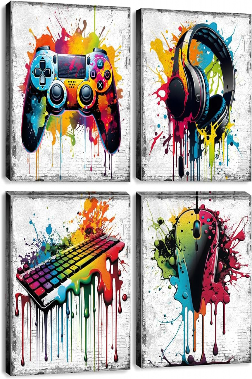 Gaming Wall Decor Graffiti Wall Art for Teen Boy Game Room Decor Gamepad  Headphones Canvas Prints Pictures Gamer Bedroom Playroom Street Pop Art  Wall