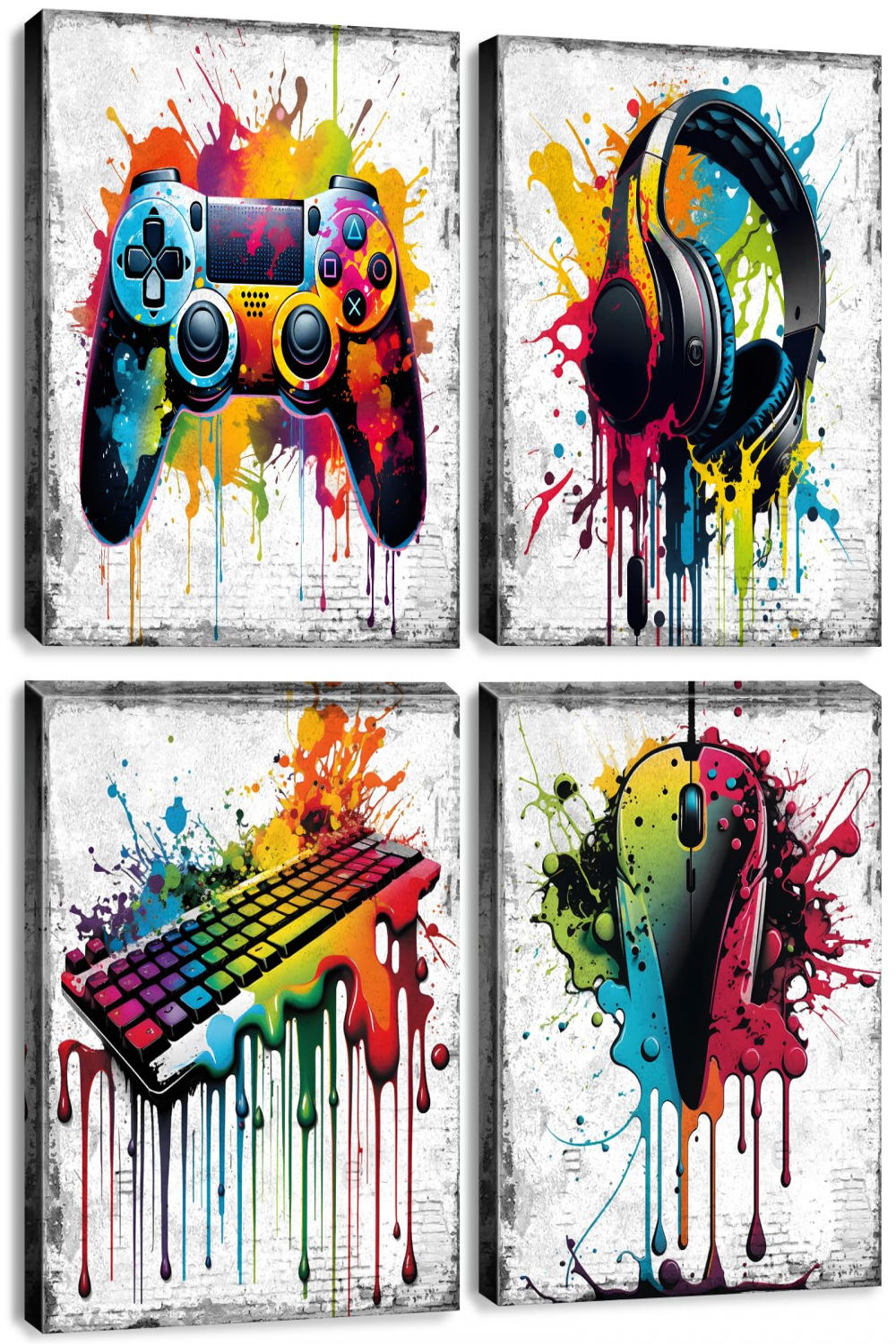 Gaming Wall Decor Graffiti Wandkunst für Teen Boy Game Room Decor Gamepad  Kopfhörer Leinwand Drucke Bilder Gamer Schlafzimmer Spielzimmer Straße Pop