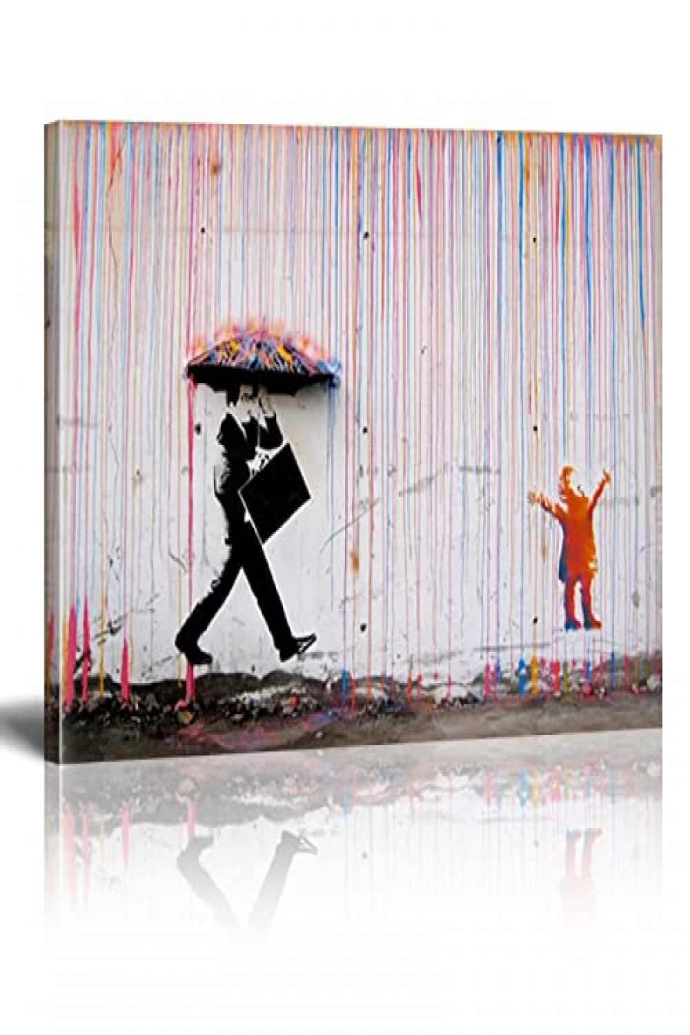 GEMMII Street Art Graffiti Wall leinwand Wandbilder XXl Doodle Poster  Banksy Colorful Rain Dady and Kid Picture for Kids Bedroom Decor xcm  Framed