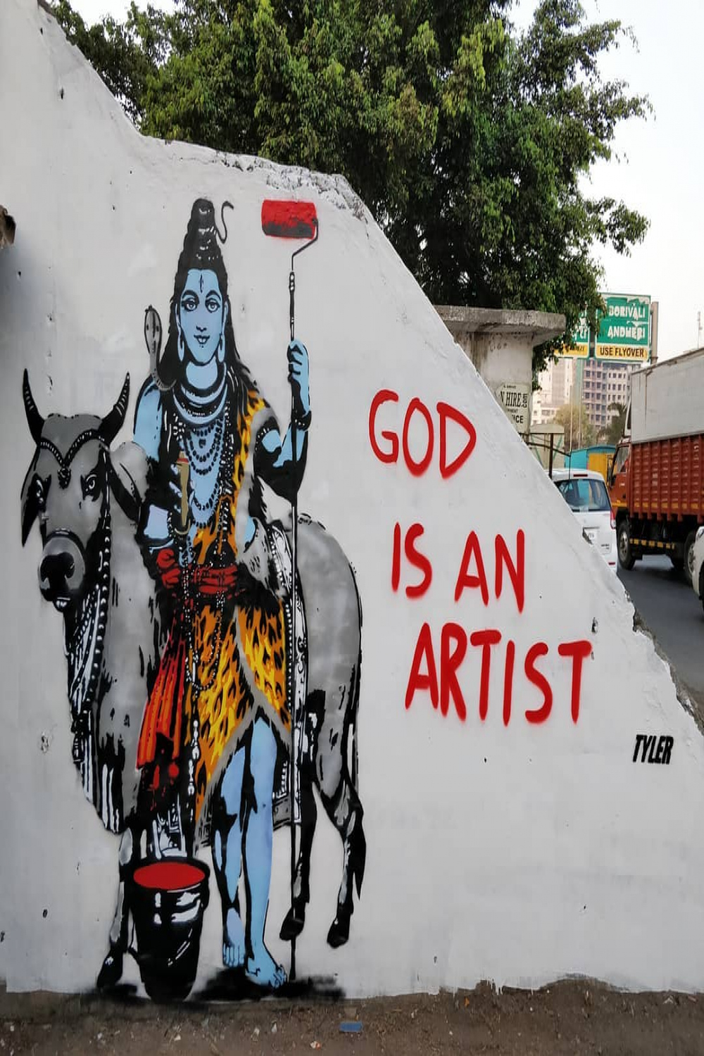 God is an artist – Mural by Tyler in Khar, Maharashtra, India