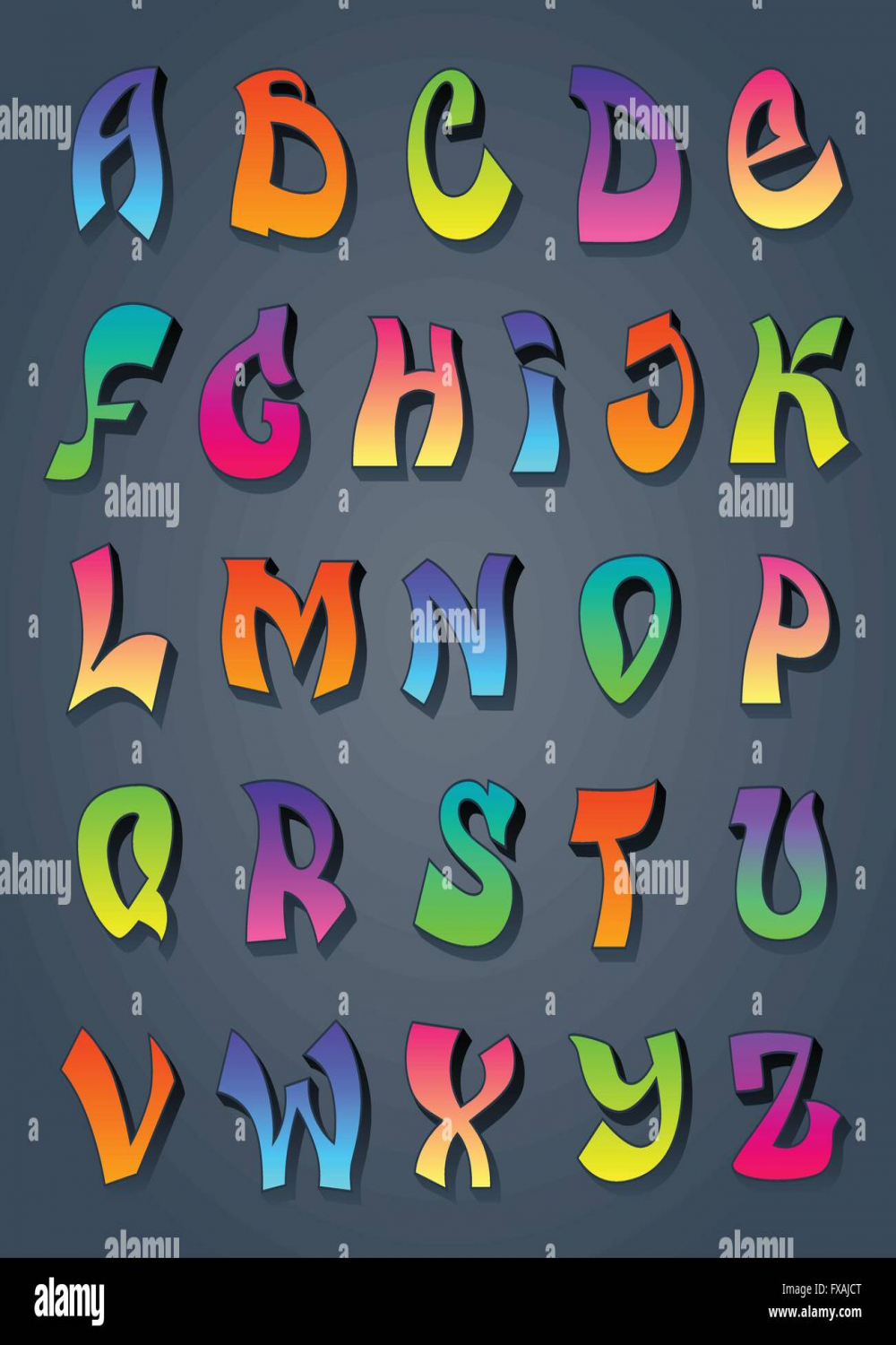 Graffiti alphabet colored Stock Vector Image & Art - Alamy