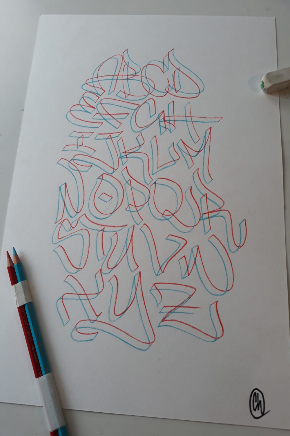 Graffiti alphabet with double pencil by me