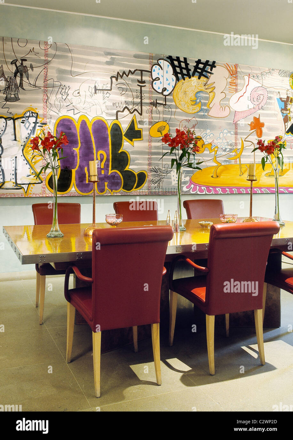 Graffiti art dining room Stock Photo - Alamy