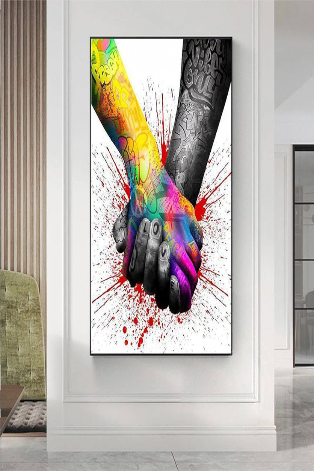 Graffiti Art Love Hands Canvas Poster and Prints Street Art Hands Holding  Painting Pictures for Living Room Decor Design  x  cm Frameless