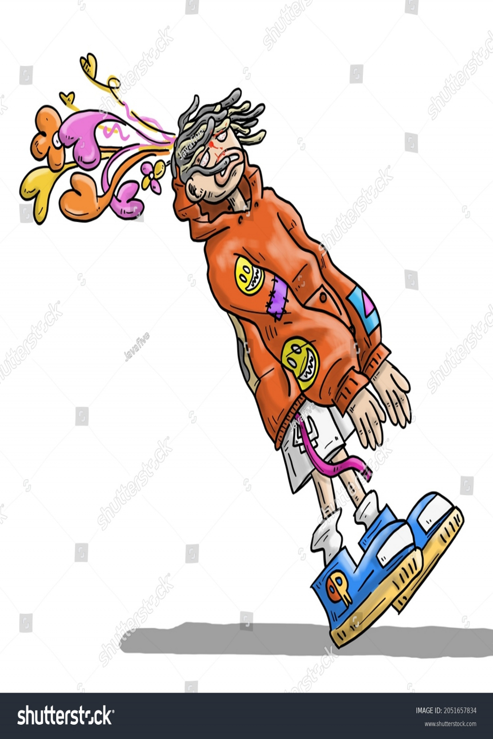 Graffiti Boy Character Cool Outfits Pose Stock Illustration