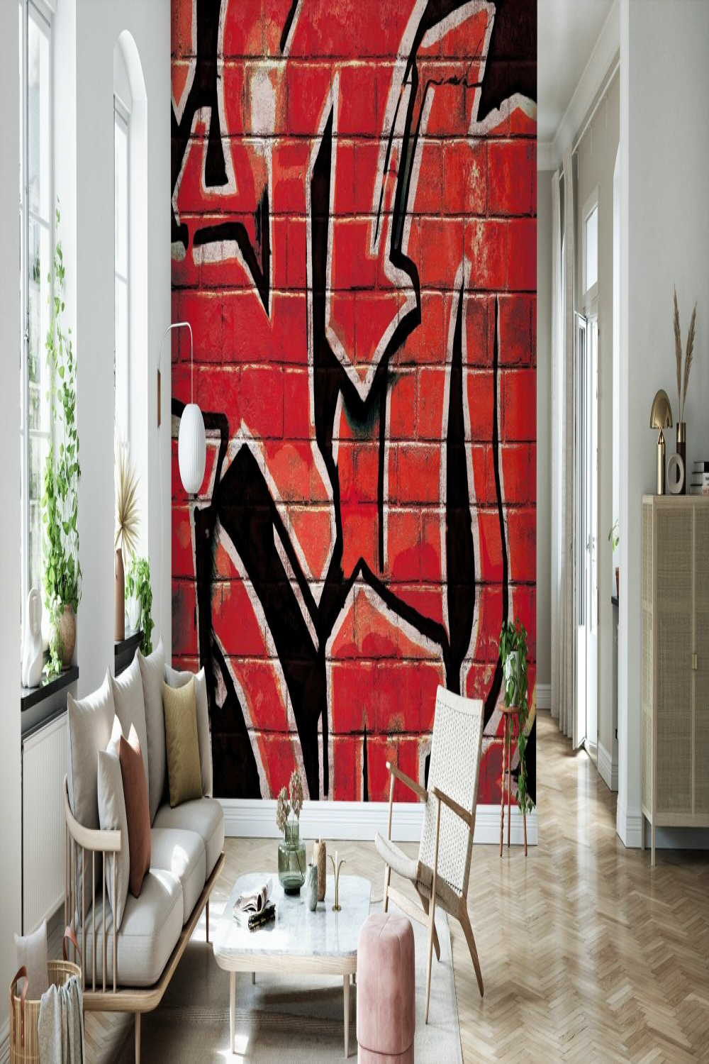 Graffiti Brick Wall - Red