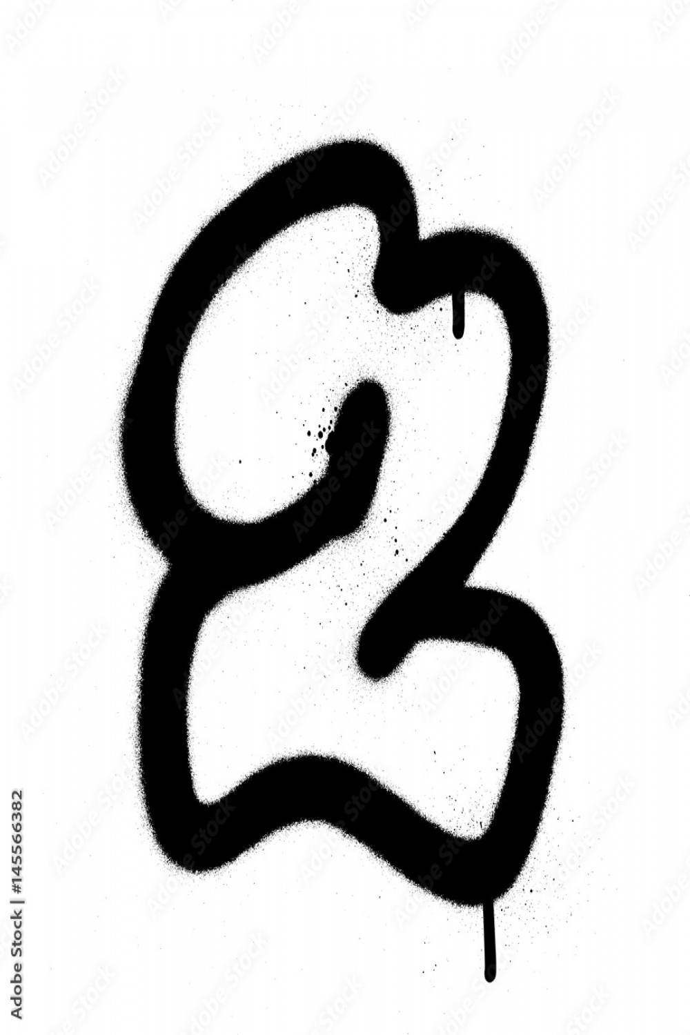 graffiti Bubble Font number  in black on white dripping Stock