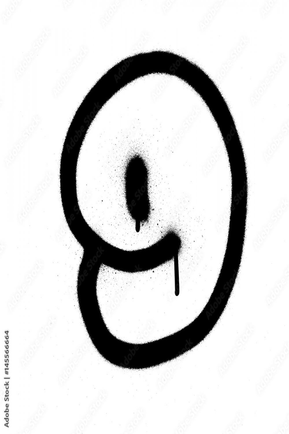 graffiti Bubble Font number  in black on white dripping Stock