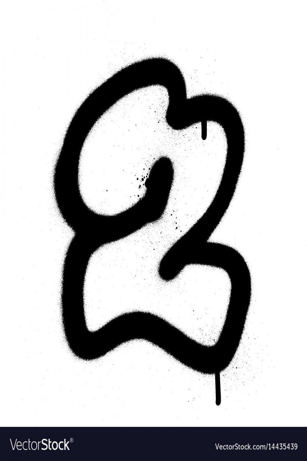 Graffiti bubble font number  in black on white Vector Image