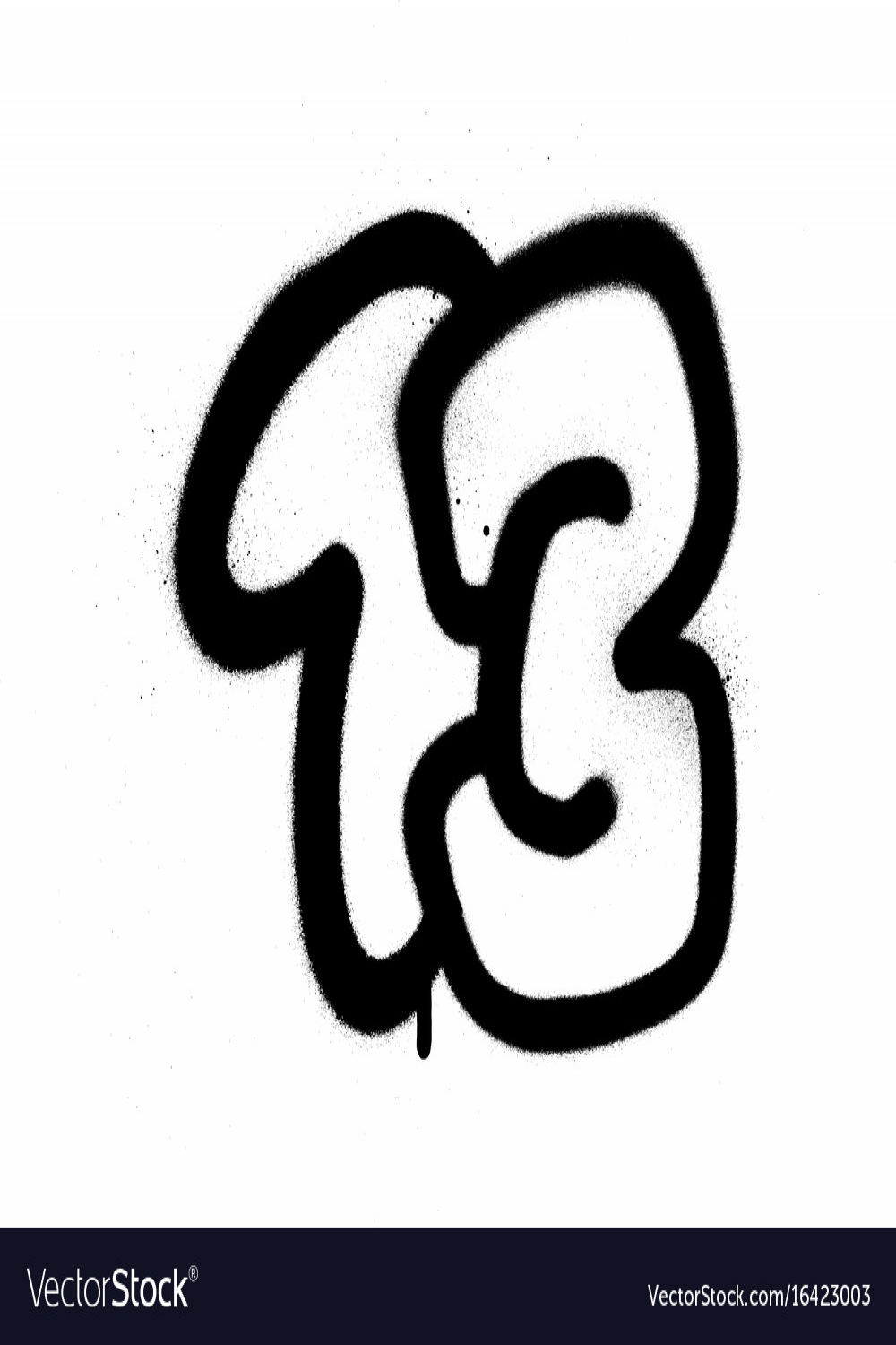 Graffiti bubble font number thirteen  in black Vector Image