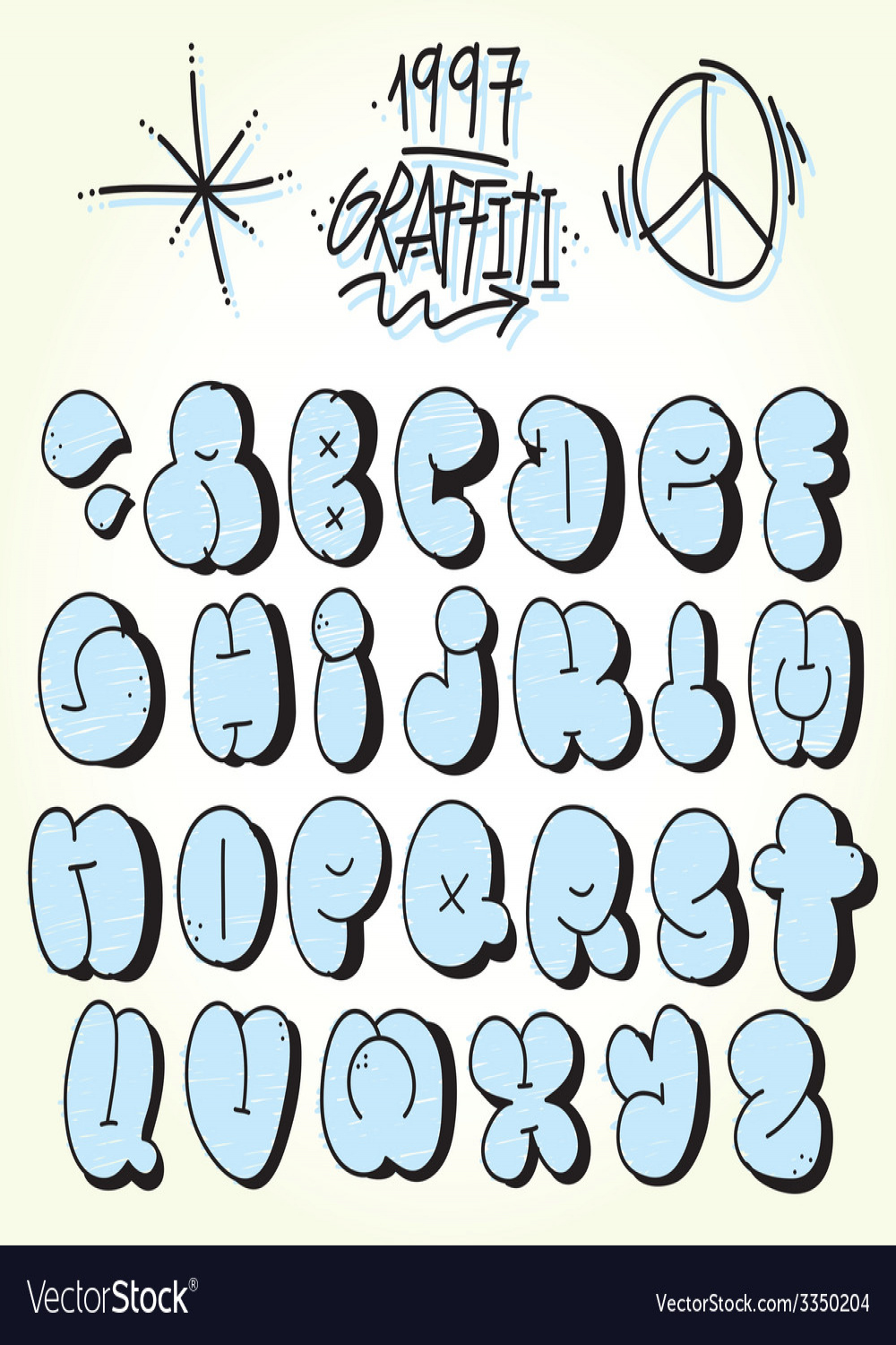 Graffiti bubble font Royalty Free Vector Image