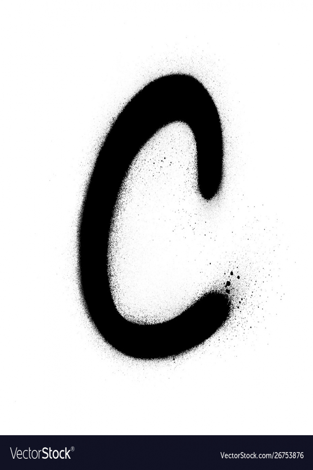 Graffiti c font sprayed in black over white Vector Image