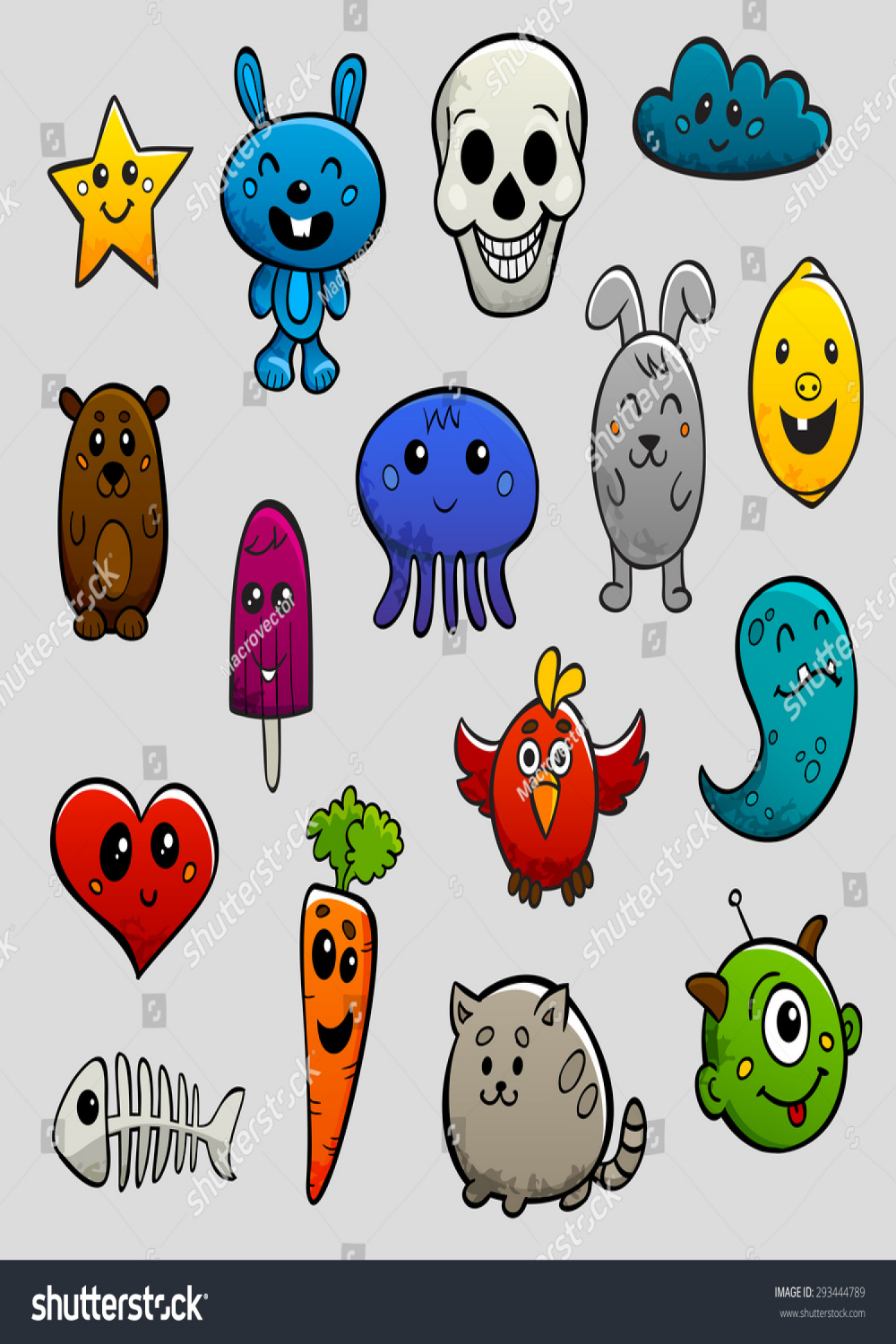 Graffiti Cartoon Characters Abstract Animals Fruits: Stock