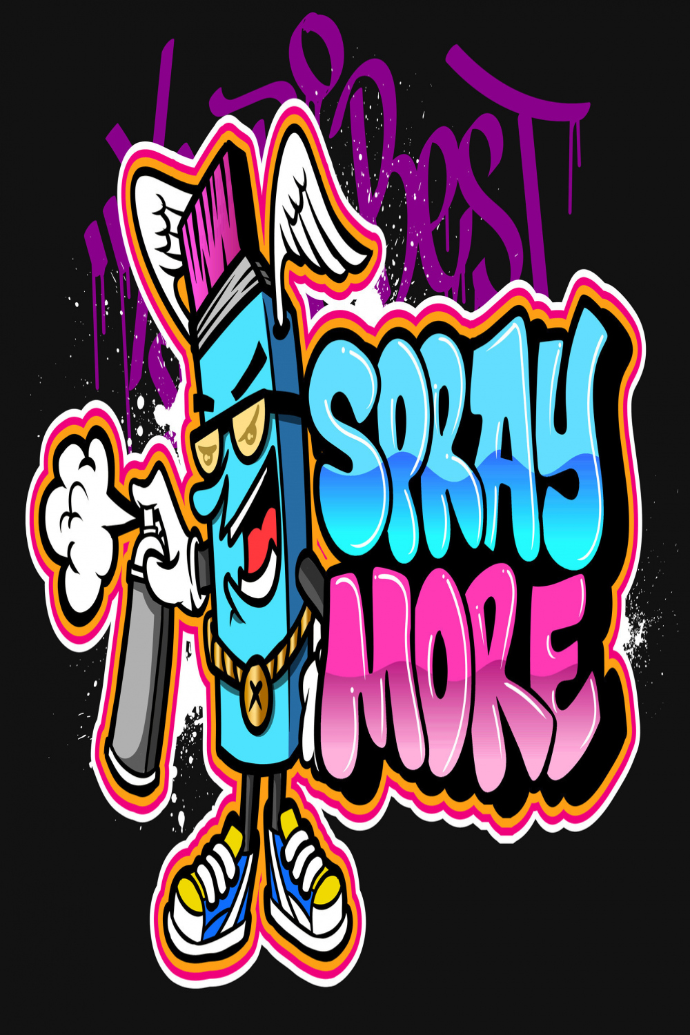 Graffiti cartoon illustrations in vibrant colors