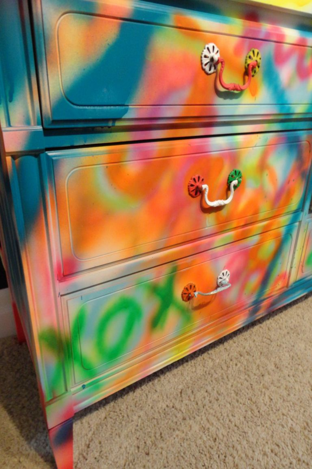 graffiti DIY dresser  Graffiti furniture, Painting furniture diy