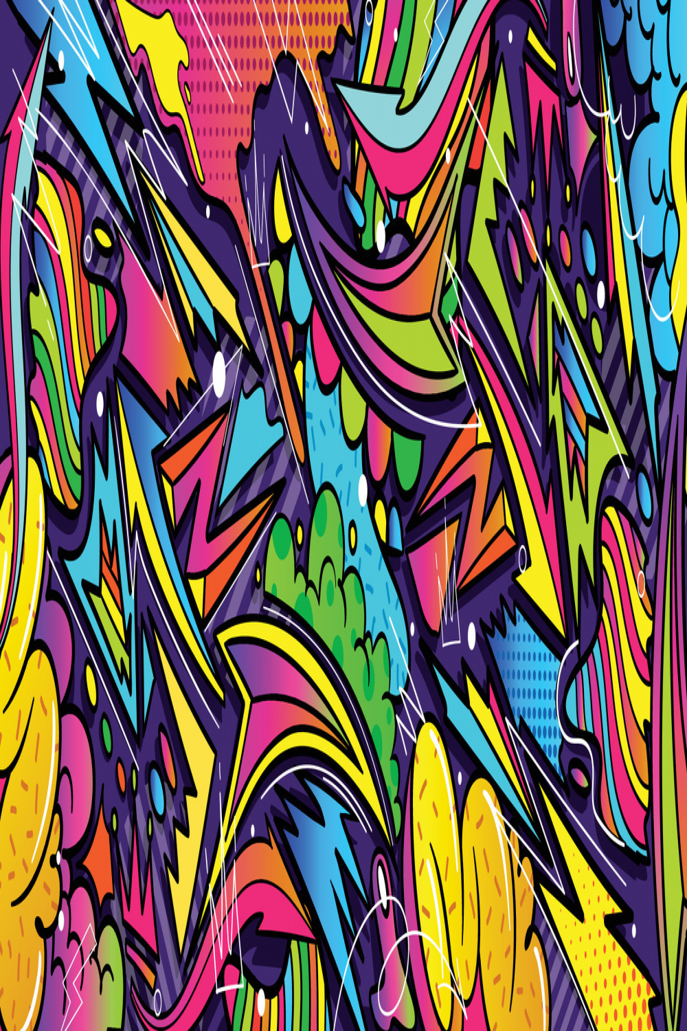 Graffiti doodle art background with vibrant colors hand-drawn