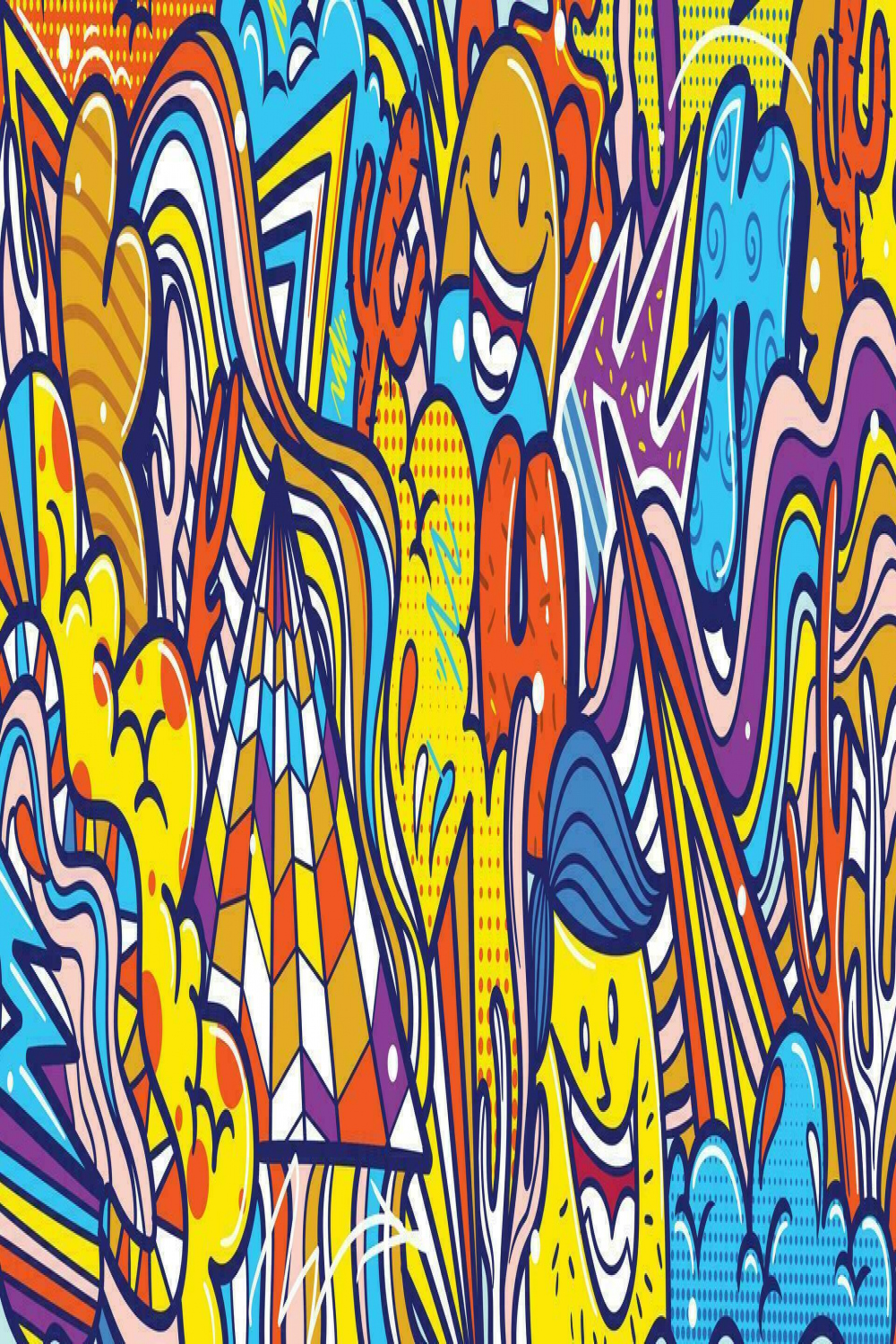 Graffiti doodle art background with vibrant colors hand-drawn