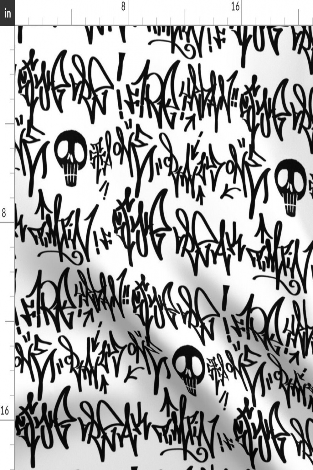 Graffiti Fabric Urban Scrawl Black on White Scribble Art - Etsy