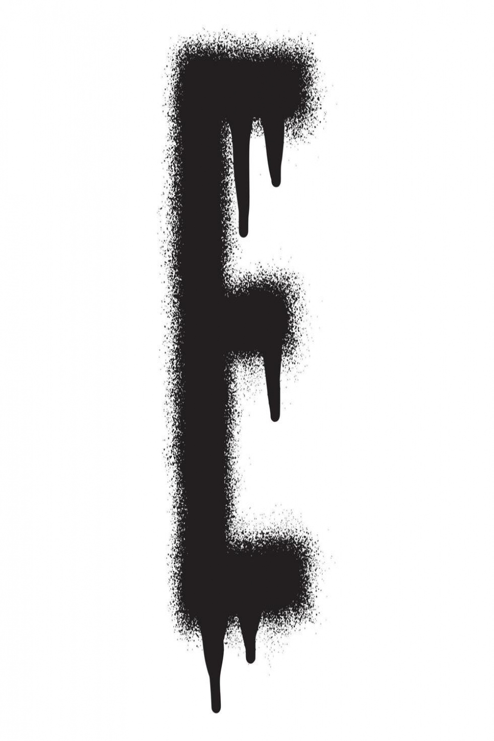 Graffiti font alphabet E with black spray paint