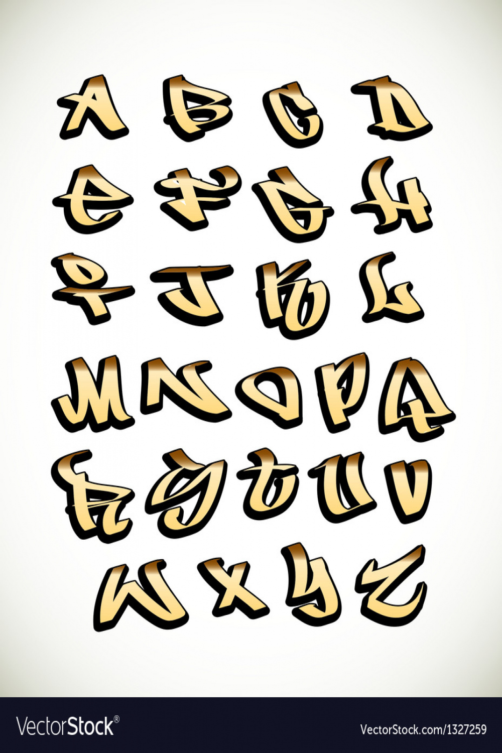 Graffiti font alphabet letters Royalty Free Vector Image