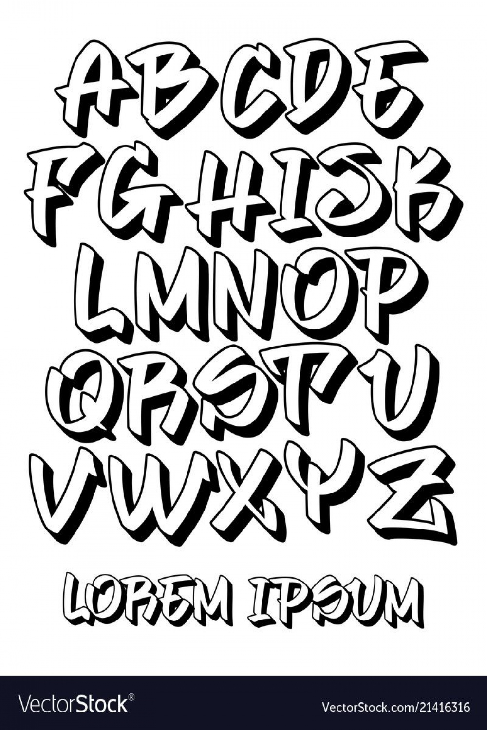 Graffiti font d - hand written - alphabet vector image on