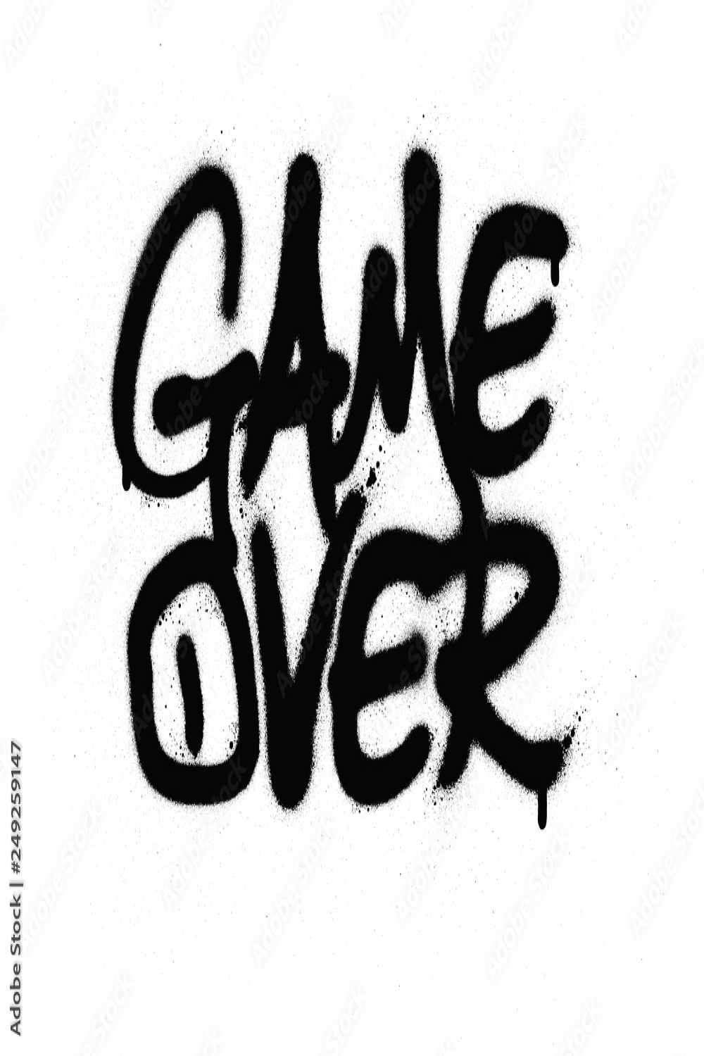 graffiti game over text sprayed in black over white Stock